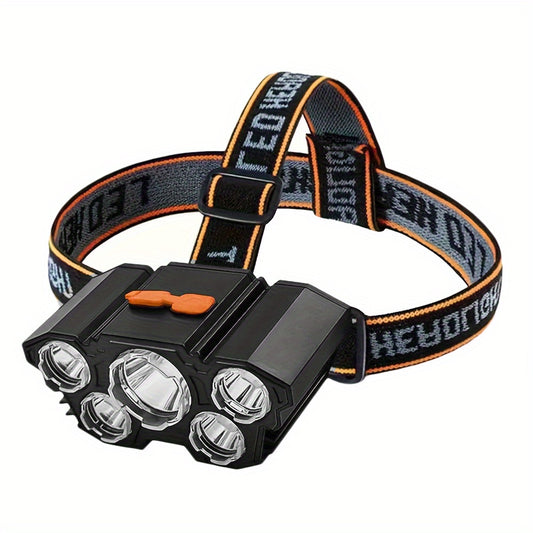 1PC 5 LED Headlamp Rechargeable, Waterproof